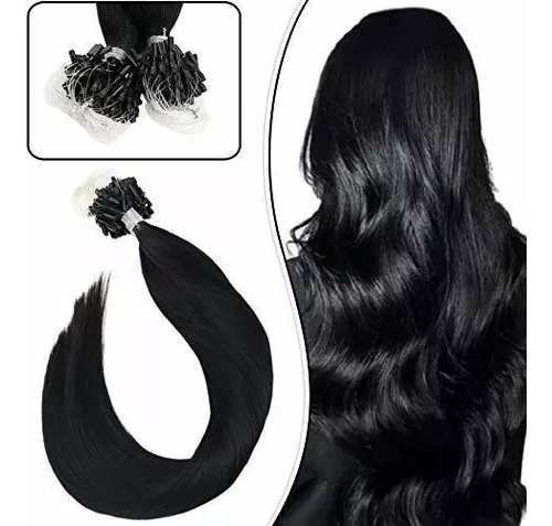 Ugeat 20 Inch Micro Loop Hair Extensions Remy Straight Hair Microlink Hair  Extensions Human Hair Color #1 Jet Black Micro Beads Hair Extensions