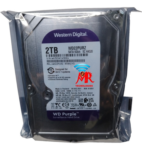 Disco Duro Western Digital Purpura 2tb, Surveillance, Sata