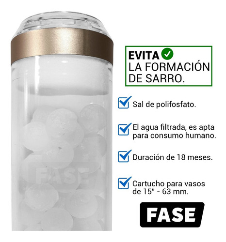 Filtro Agua Tanque Anti Sarro Aser Cartucho 15'' Polifosfato
