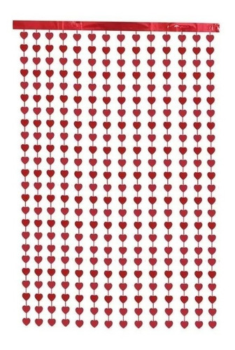 Imagen 1 de 3 de Cortina Metalizada Estrella Corazon Rojo San Valentin