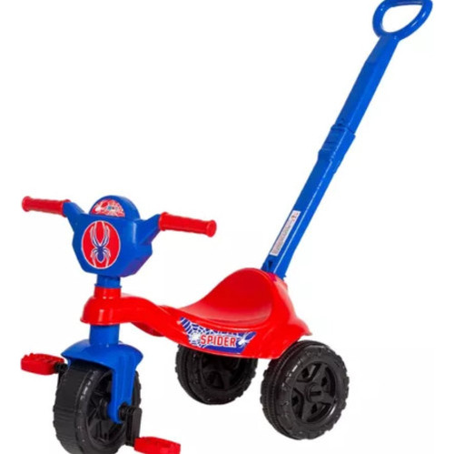 Carrinho De Passeio Infantil Empurrador Com Haste E Pedal Cor Azul/lVermelho