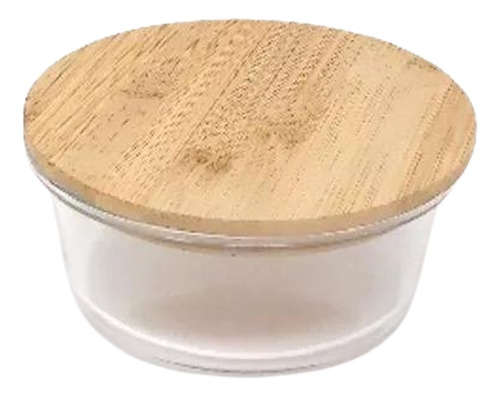 Contenedor De Alimentos D Vidrio Tapa Bambú 18189c 15.5x7cm 