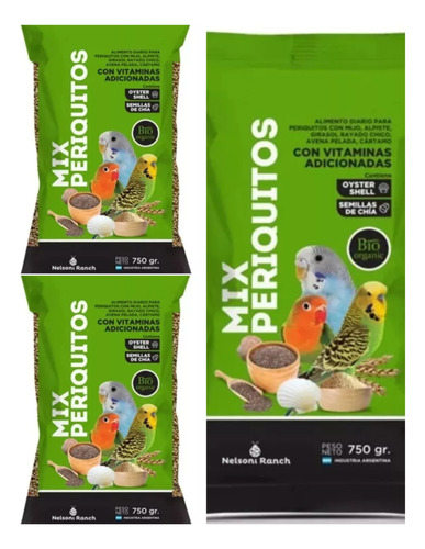 Alimento Para Pericos Mix Periquitos 750g Mezcla X 3 Uidades