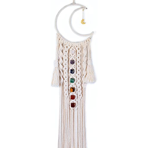 7 Chakra Boho Macrame Moon Decoración Colgar Pared Boh...