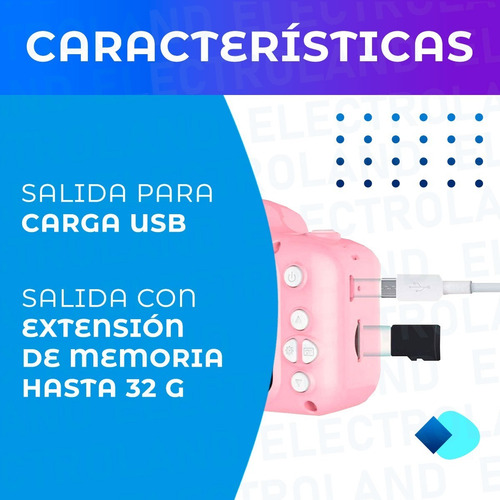 Imagen 3 de 10 de Cámara Digital Fotos Compacta Niños Recargable + Juegos 32g