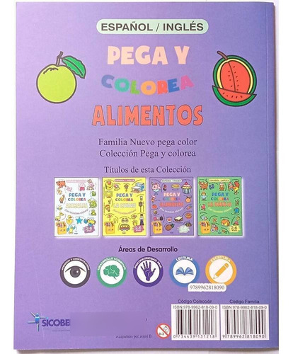 Libro Infantil De Stickers Y Colorear - Pega Color Alimentos