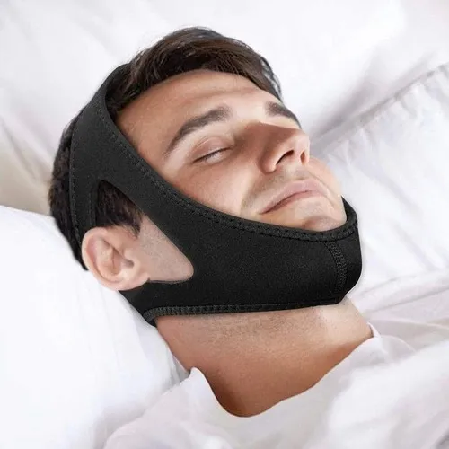 Faixa De Cabeça Anti Ronco Apneia Ajustável Dormir Bekcommerce Mandibula Queixo Máscara Funciona Neoprene