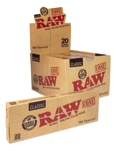 Raw Cones Classic 98s Size | 12 Paquetes | Papel De Liar Nat