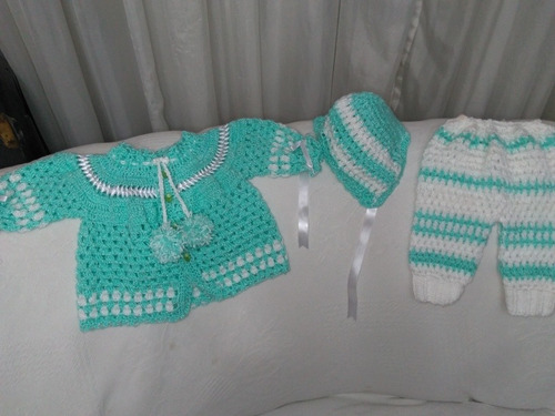 Imagem 9 de 10 de Conjunto Para Nenê Confeccionado No Crochê Manual Lã Antia