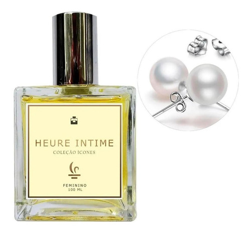 Perfume Feminino Heure Intime + Brinco Prata Pérola