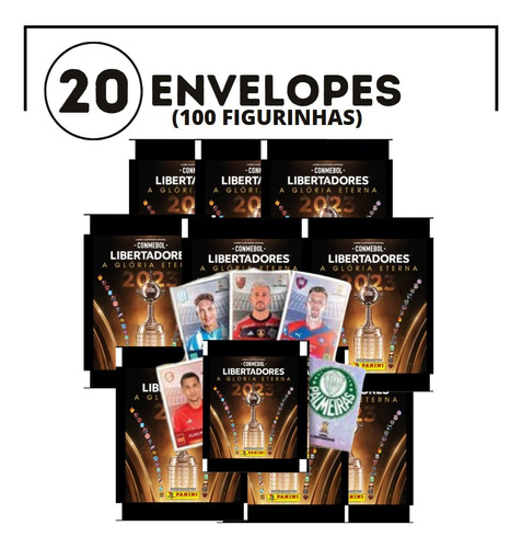 Conmebol Libertadores Kit Com 100 Figurinhas (20 Envelopes) Kit Pacotinhos Com Figurinhas Copa Libertadores 2023