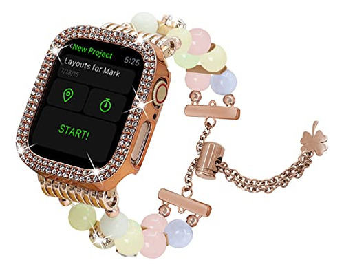 Tommeie Compatible Con Pearl Apple Watch Bands Bling 45mm Co
