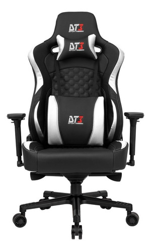 Cadeira de escritório DT3sports Rhino gamer ergonômica  preta e branca com estofado de couro sintético