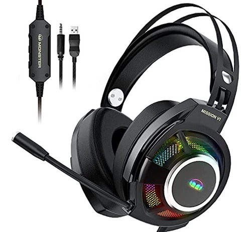 Auriculares Gamer Con Micrófono Ajustable,luz Rgbcolorida