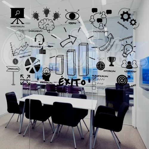Vinilo Decorativo Oficina Negocio Pared Empresa Exito Idea