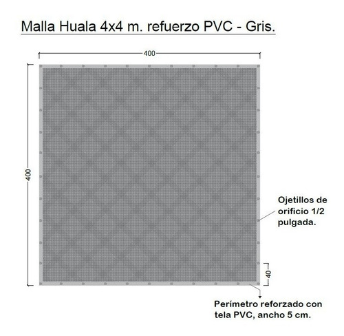  Toldo Huala  Malla Sombra 95% Sombra 4x4 Metros C/ojetillos