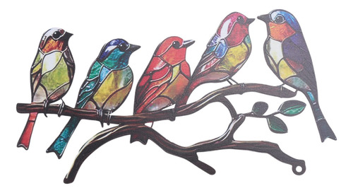 Adornos De Escritorio Stained Birds Branch, Multicolor Bird