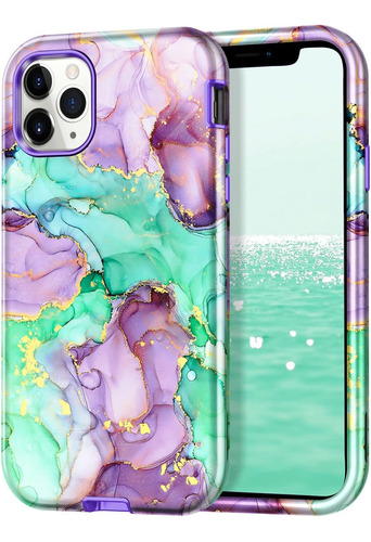 Funda Btscase Para iPhone 11 Pro Max- Púrpura, Verde