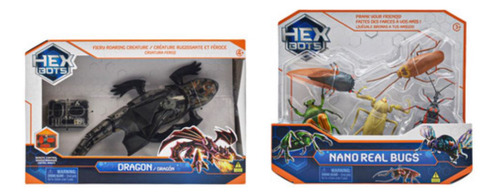 Hex Bots Pack 2 Sets Dragon Negro Y Nano Bugs Spin Master