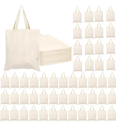 50pzs Bolsas De Manta Cruda Ecológicas Tote Bag 100% Algodón