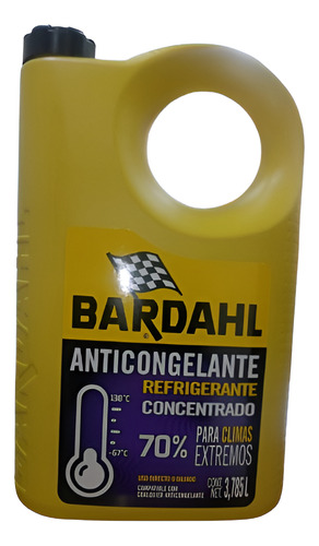 Garrafa Bardahl Anticongelante Concentrado 70% Por 4pz Amarillo