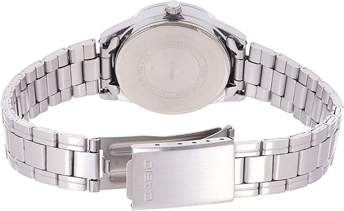 Reloj Casio Mujer Modelo Ltp-v005d-4budf /relojería Violeta Color De La Correa Plateado