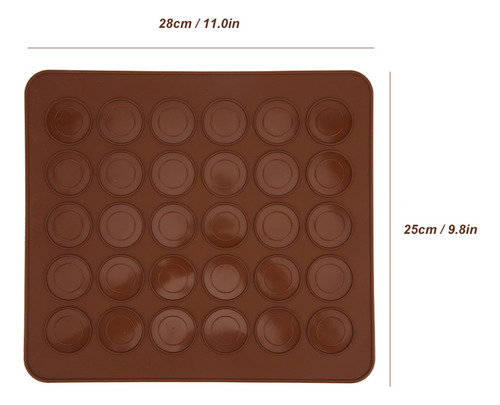 2pcs Alfombrilla Silicon Macarons 30 Hoyos Antiadherente Chocolate
