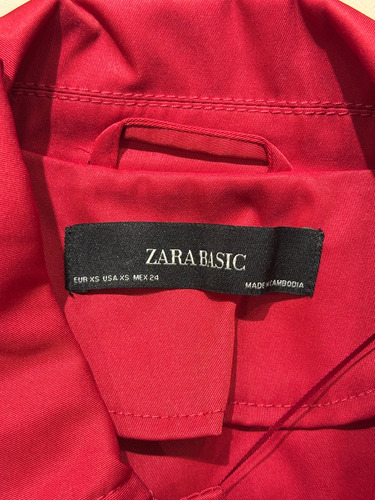 Trench Piloto Zara Mujer Xs Rojo (Usado)