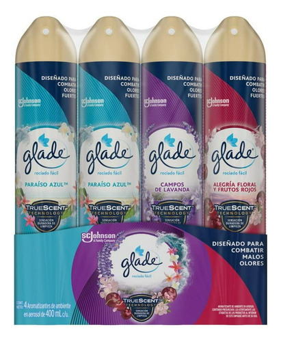 Aromatizante En Aerosol Glade 4 Pzas De 400 Ml Varios Aromas