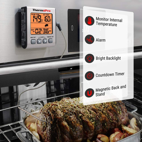 Imagen 7 de 7 de Termómetro Digital Con Sonda Thermopro Tp16 Carnes Timer