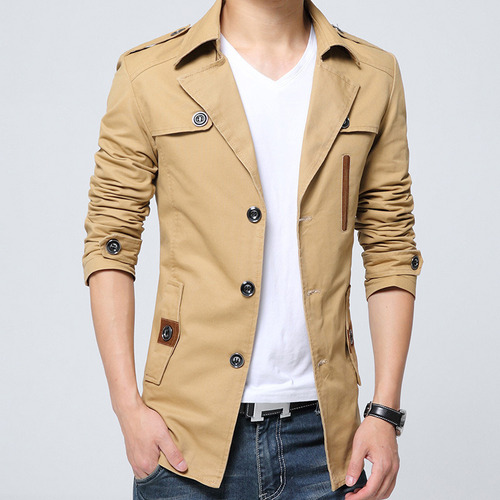 Saco Blazer Estilo Gabardina Slim Fit Casual Formal Elegante