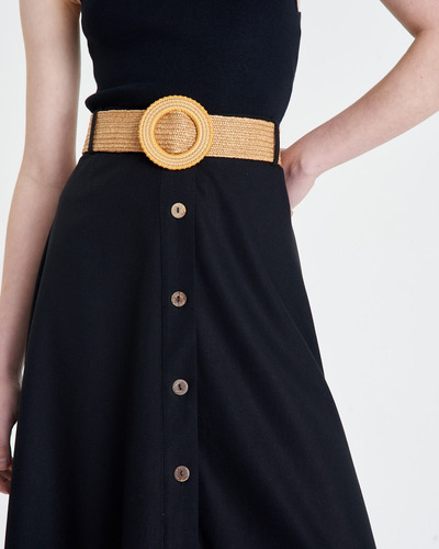 Imagen 2 de 5 de Pollera Lino Belt Deia - Negro Mujer Portsaid