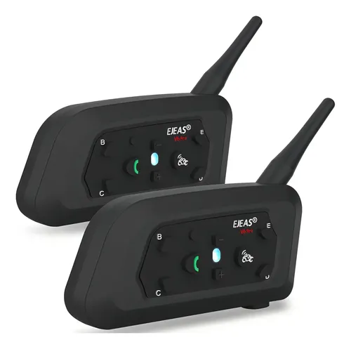 Par De Intercomunicador Capacete Moto Ejeas V6 Pro+ 800m Bluetooth 5.1 Bateria 18hs Conecta até 6 Prova D'água