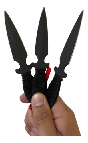 Kunai Cuchillo De Lanzar X3 Doble Filo Naruto + Estuche