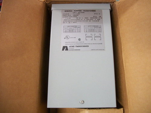 Acme 1kva 1ph Transformer T-1-11683 Hv 120x240 Lv 12x24  Ddl