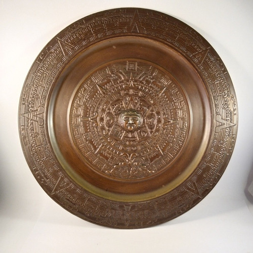 Antiguo Plato En Cobre México Aztecas Muy Decorativo