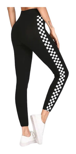 Calza Deportiva Mujer Ropa Fitness Leggings Blanco Y Negro