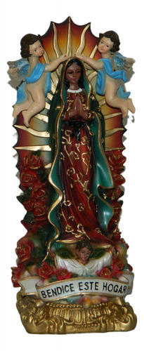 Virgen De Guadalupe Querubines Artesania De Resina 39x15cms