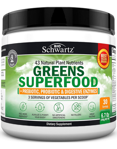 Super Greens Superfood Powder 45 Ingredientes 190 Gr
