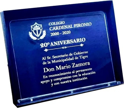 Placa Acrilico Cristal Con Grabado Laser Premio 15x20 Cm