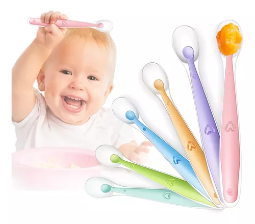 Cuchara de silicona para bebé, destete LED para bebés, cucharas de bebé de  primera etapa, juego de cucharas de alimentación para bebés, apto para