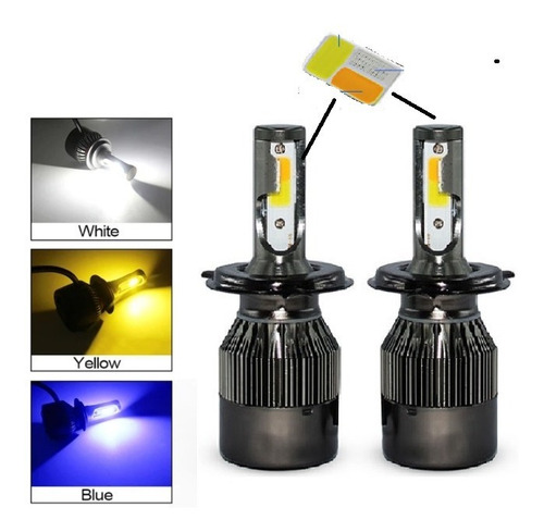 Kit Turbo De Foco Led H4 48w 6500 Lúmenes 3 Tonos Color