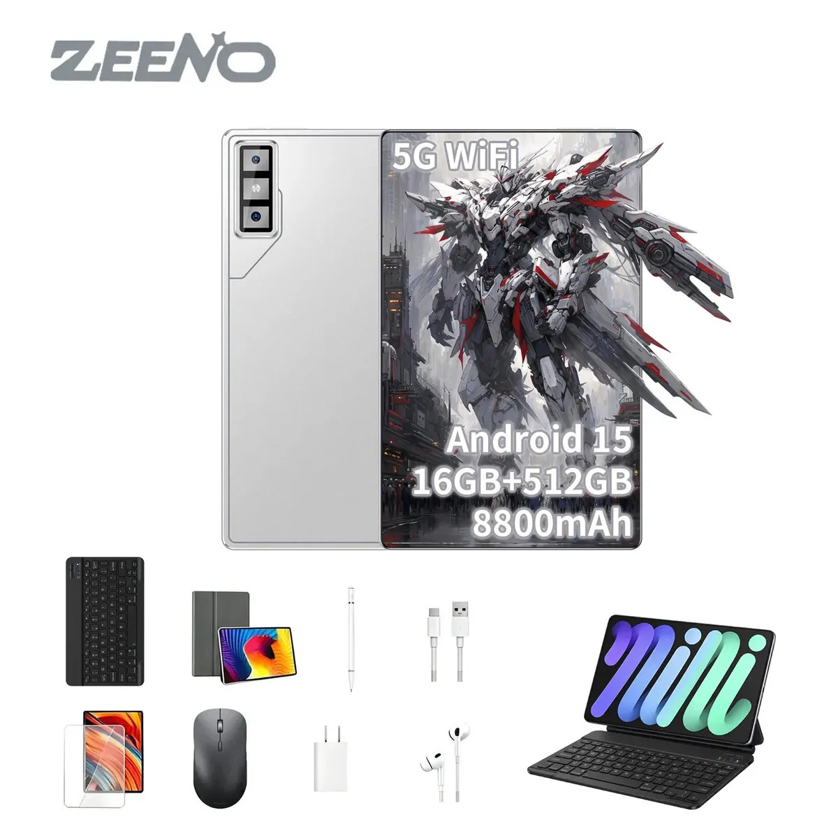 Tablet Android ZEENO Pad GT 512GB 16GB RAM Dimensity9400 Tela 11.6" Bateria 8800mAh Android 15 Com Caneta Teclado e Mouse tablet-barato Ideal para jogos e trabalho Preto