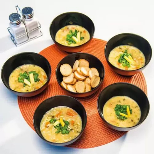 Kit 12 Cumbuca Bowl Plástico 500ml Design Prático Petisco Cor Preto
