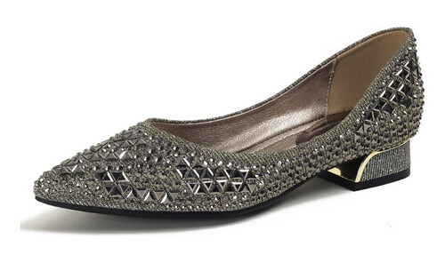 Zapato Mujer Elegante Cómodo Tipo Flat Brillante Pedrería