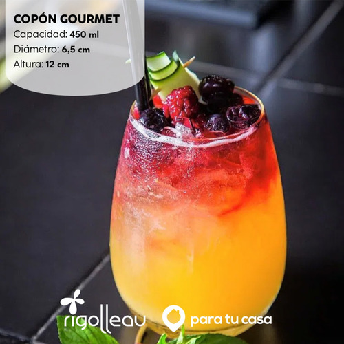 Set X 18 Copas Copón Vaso Vidrio Sin Tallo Gourmet Rigolleau