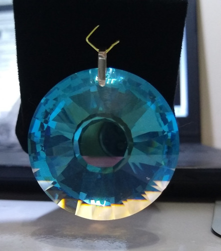 Imagem 3 de 6 de Pingente Mandala Cristal Swarovski 4 Cm Blue Ab Prata 925