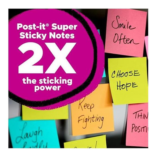 Post-it Súper Notas Sticky, 3 In X 3 En