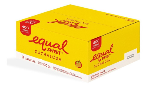 Equalsweet Sucralosa Sobres X 400 - Pack X 4 Cajas