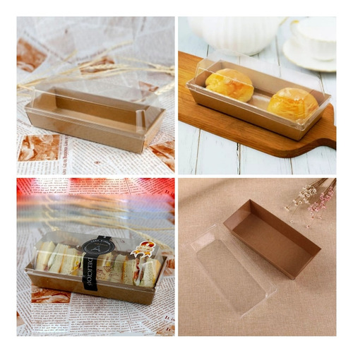 Envase Caja Para Llevar Postres Pan Sushi Alimentos 12piezas